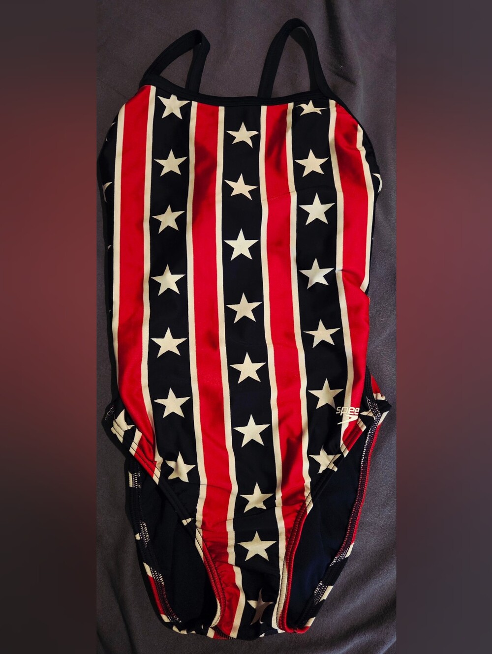 Speedo Pro LT Swimsuit featuring a vertical American Flag Pattern